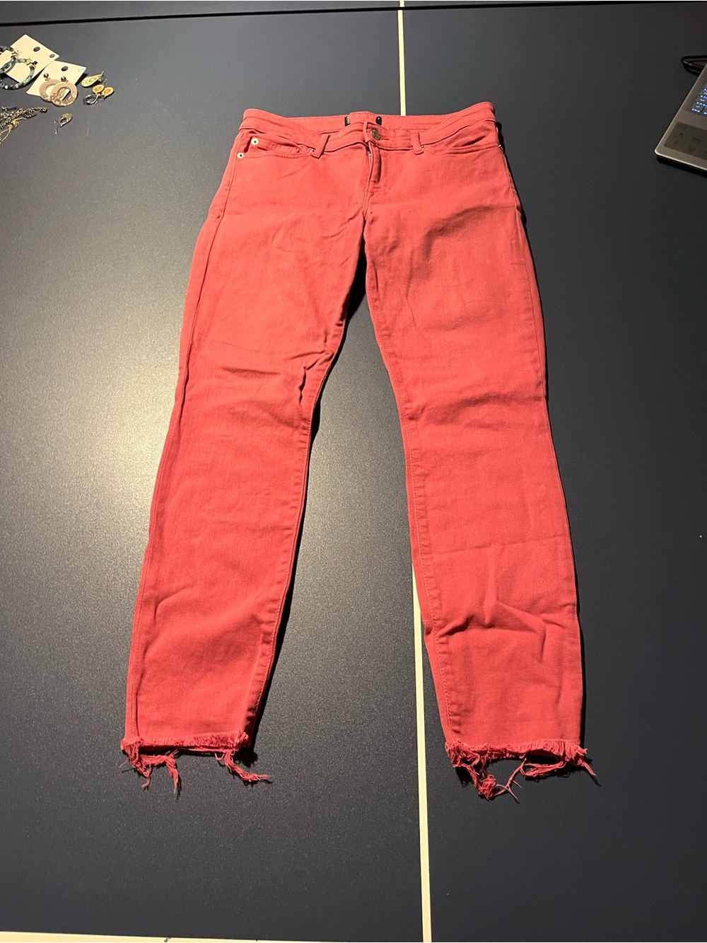 GAP Coral Pink Skinny Jeans with Frayed Hem